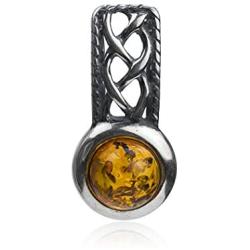 Ian and Valeri Co. Amber Sterling Silver Round Celtic Style Small Pendant