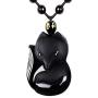 Pure Natural Obsidian Pendant Necklace Obsidian Crystal Pendant Necklace Pattern with Extend Bead Chain for Men or Women