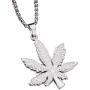 Daobg-stable Men Women Iced Out Weed Marijuana Leaf Pot Pendant Necklace Chain