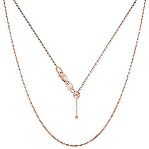 Verona Jewelers Sterling Silver Adjustable Box Chain Bolo Necklace| Sterling Silver Box Chain| 925 Sterling Silver Pendant Necklace | Adjust UP to 24 INCHES