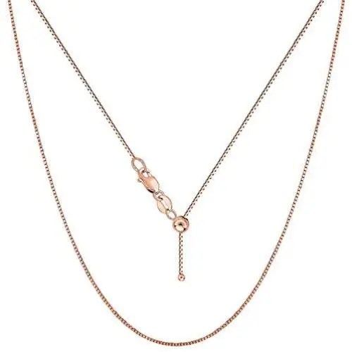 Verona Jewelers Sterling Silver Adjustable Box Chain Bolo Necklace| Sterling Silver Box Chain| 925 Sterling Silver Pendant Necklace | Adjust UP to 24 INCHES