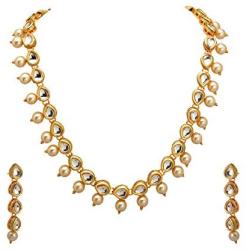 Zephyrr Ethnic Necklace Kundan Choker Gold Necklace Earrings Set Jewelry for Women Wedding Party Wear Indian Fashion Jewelry JAN-2086