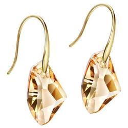 Neoglory Jewelry 14k Gold Plated Champagne Crystal Drop Pierced Earrings Mothers day Gift embellished with Crystals from Swarovski