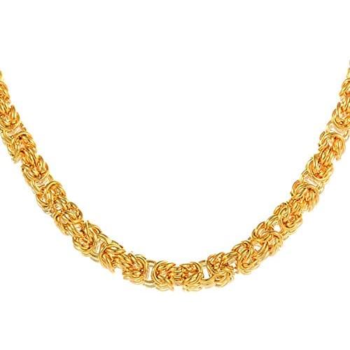 Jewelry Kingdom 1 Byzantine Chain Necklace or Bracelet for Men and Women, Thick of 8mm, Length of 7-30inches (Color of 14K Gold or Sterling Silver)