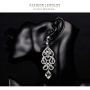 Big Vintage Diamond Mounted Silver Flower Teardrop Stunning Dangle Drop Chandelier Earrings for Women Girls