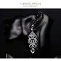 Big Vintage Diamond Mounted Silver Flower Teardrop Stunning Dangle Drop Chandelier Earrings for Women Girls