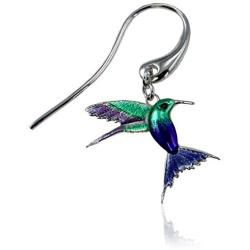 Guy Harvey Enameled Hummingbird Earrings Crafted in Sterling Silver