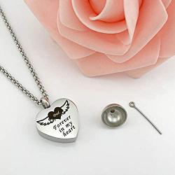 Urn Necklaces for Human Ashes Forever in My Heart Cremation Jewelry Necklace Pendant Funnel Filler Kit