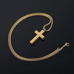 REVEMCN Cross Urn Necklace for Ashes Stainless Steel Cross Pendant Necklace for Men Women 20-24 Inches Chain