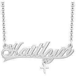 CLY Jewelry Sterling Silver Chain Rose Gold Pendant Customized Plate Personalized Name Necklace