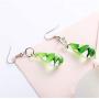 GIMEFIVE Handmade Water Drop Shape Spiral Lampwork Fashion Glass Bead Pendant Dangle Earrings