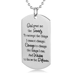 FAYERXL Catholic Gifts Gods Grace Serenity Prayer Bible Verse Dog Tag Necklace Medallion Recovery Present for Friend Family Member
