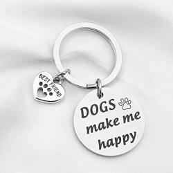 Dog Lover Keychain Gifts Pets Owner Gifts Best Friend Dog Gifts Paw Print Jewelry Puppy Doggie Animal Lover Gifts Dogs Make Me Happy