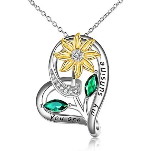 ONEFINITY Sterling Silver Sunflower Necklace You are My Sunshine Sunflower Pendant Jewelry Gifts for Women Girls (Sunflower Necklace 2) ONEFINITY Sterling Silver Sunflower Necklace You are My Sunshine Sunflower Pendant Jewelry Gifts for Women Girls (Sunflower Necklace 2)