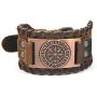 GUNGNEER Norse Vegvisir Wolf Tree of Life Yggdrasil Valknut Rope Knot Brown Leather Bracelet Viking Gift for Men Women Great Amulet