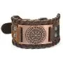GUNGNEER Norse Vegvisir Wolf Tree of Life Yggdrasil Valknut Rope Knot Brown Leather Bracelet Viking Gift for Men Women Great Amulet