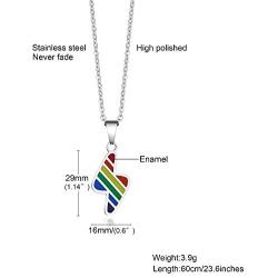 AIKESIWAI Lesbian Necklace,Lesbian Stuff,Pride Rainbow Necklace,Stainless Steel Rainbow Pendant, LGBT Pendant, Gay Lesbian Pride Pendant