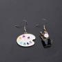CENWA Colorful Artist Paint Palette and Paint Brush Pendant Drop Earrings Painter Artist Jewelry Gift for Art Teacher Art Student