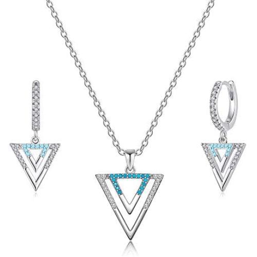 Ursteel Necklace and Earring Sets for Women, 14K Gold Plated Cubic Zirconia Butterfly Triangle Circle Evil Eye Necklace Earring Jewelry Set for Women