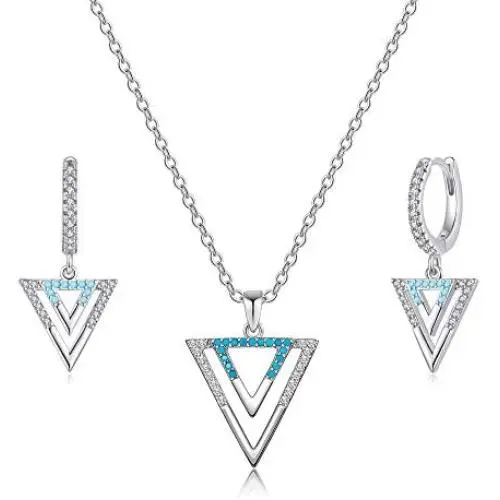 Ursteel Necklace and Earring Sets for Women, 14K Gold Plated Cubic Zirconia Butterfly Triangle Circle Evil Eye Necklace Earring Jewelry Set for Women