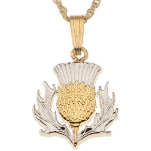 Scottish Thistle Pendant & Necklace, Scotland Two Pound Coin Hand Cut