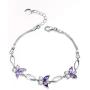 S925 Sterling Silver Purple Butterfly Bracelets for Women,Cute and Charm Wrist Bracelets Jewelry Gift for Women Teen Girls