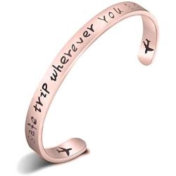 ENSIANTH Safe Travels Bracelet Pilot Gift Airplane Cuff Bracelet Traveling Bracelet Aviation Jewelry Flight Attendant Gift