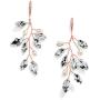 Mariell Bridal and Wedding Rose Gold Handmade Dangle Earrings, Crystal Gems and Petite Freshwater Pearls