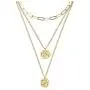 CLASSYZINT Gold Choker Layered Necklace for Women, Hammered Disc New Crescent Moon Drop Bar Circle Pendant 3 Layered Layering Necklaces for Teen Girls Gift, 14K Gold Plated