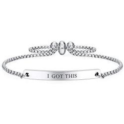 Kisseason Inspirational Mantra Bracelet for Women Girl Jewelry Adjustable Chain Friendship Bangle Bracelet