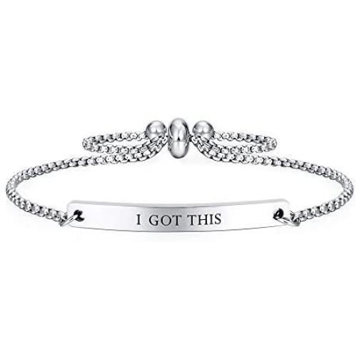 Kisseason Inspirational Mantra Bracelet for Women Girl Jewelry Adjustable Chain Friendship Bangle Bracelet
