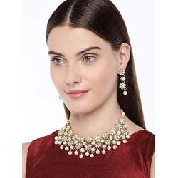 Aheli Indian Bollywood Faux Kundan Necklace Earring Ethnic Jewelry Set for Women