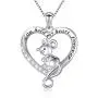 S925 Sterling Silver Jewelry Animal in Heart Pendant Necklace 18 inches