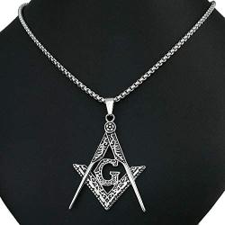 Ahappy-Gold Filled Sculpture Freemasonry Masonic Mason Pendant Necklace 19.68'' 23.6'' 27.55'' 31.5'' N282