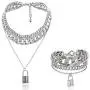 N/Q Layered Hip Hop Chunky Cuban Link Chain Rhinestone Beads Lock Pendant Necklace Bracelet for Women Girl Men Boy Shiny Crystal Bling Punk Cool Unisex Jewelry Set Nightclub Bar Accessory N/Q Layered Hip Hop Chunky Cuban Link Chain Rhinestone Beads Lock Pendant Necklace Bracelet for Women Girl Men Boy Shiny Crystal Bling Punk Cool Unisex Jewelry Set Nightclub Bar Accessory