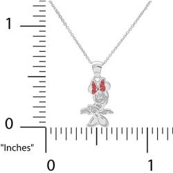 Disney Minnie Mouse Sterling Silver Pendant Necklace w/Red Polka Dot Bow Jewelry for Women