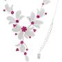 Rosemarie Collections Womens 3 Piece Rhinestone And Metal Mesh Floral Statement Necklace Bracelet Earring Set
