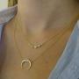 Fettero Women Crescent Moon Necklace Gold Double Horn Upside Down Moon Half Pendant 14K Gold Plated Dainty Chain Minimalist Simple Jewelry Gift