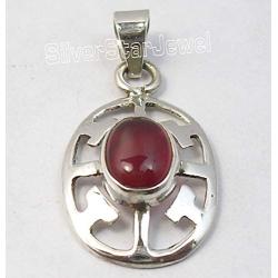 SilverStarJewel 925 Solid Sterling Silver Carnelian Celtic Pendant 1.2'' Fashion Stone
