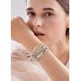 Wowanoo 3Pack Leather Cuff Bracelet Set Multilayer Wrap Bracelet Crystal Feather Tree Bracelet Magnetic Clasp Bracelet for Women
