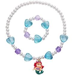 Girls Kids Mermaid Pendant Necklaces-Toddler Girls Heart Necklace Bracelet Sets-Little Girls Mermaid Necklace Jewelry Set