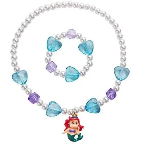 Girls Kids Mermaid Pendant Necklaces-Toddler Girls Heart Necklace Bracelet Sets-Little Girls Mermaid Necklace Jewelry Set Girls Kids Mermaid Pendant Necklaces-Toddler Girls Heart Necklace Bracelet Sets-Little Girls Mermaid Necklace Jewelry Set