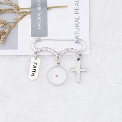 WSNANG Mustard Seed Earrings/Brooch Pin with Cross Faith Charm Religious Jewelry Inspirational Christian Gift