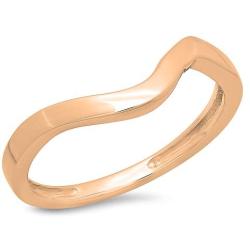 DazzlingRock Collection 10K Gold Ladies Anniversary Wedding Stackable Contour Band Guard Ring