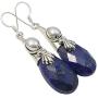 SilverStarJewel Solid Sterling Silver Navy Blue Lapis Lazuli Earrings 2.1'' Jewellery Gift
