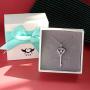 XVX Beating Heart Key Necklace 925 Sterling Silver with White Gold Plated Cubic Zirconia Dancing Birthstone Pendant Forever Love Necklaces Jewelry Gifts for Women Girl