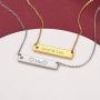 FaithHeart Personalized Vertical Bar Necklace, Men Women Stainless Steel/18K Gold Plated Custom Jewelry, Birthstone Name Bar Pendant for Couples/Family