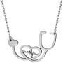 SXNK7 Stainless Steel Nurse Doctor Medical Stethoscope Chain Bijoux Collier EKG Heartbeat Love You Necklaces