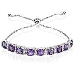 Sterling Silver Genuine and Created Gemstone & White Topaz Cushion-Cut Adjustable Tennis Style Bolo Bracelet