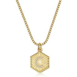 IEFRICH Gold Initial Pendant Necklaces for Women, 14K Gold Plated Dainty Cubic Zirconia Hexagon Initial Pendant Necklace for Women Teen Girls Jewelry Gifts
